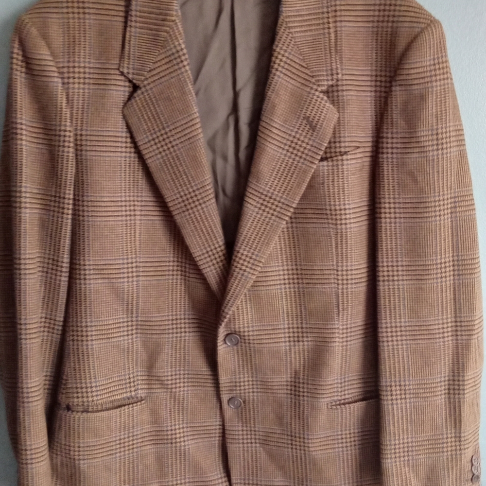 Mens‎ Brown Plaid Blazer Jacket Made in Italy